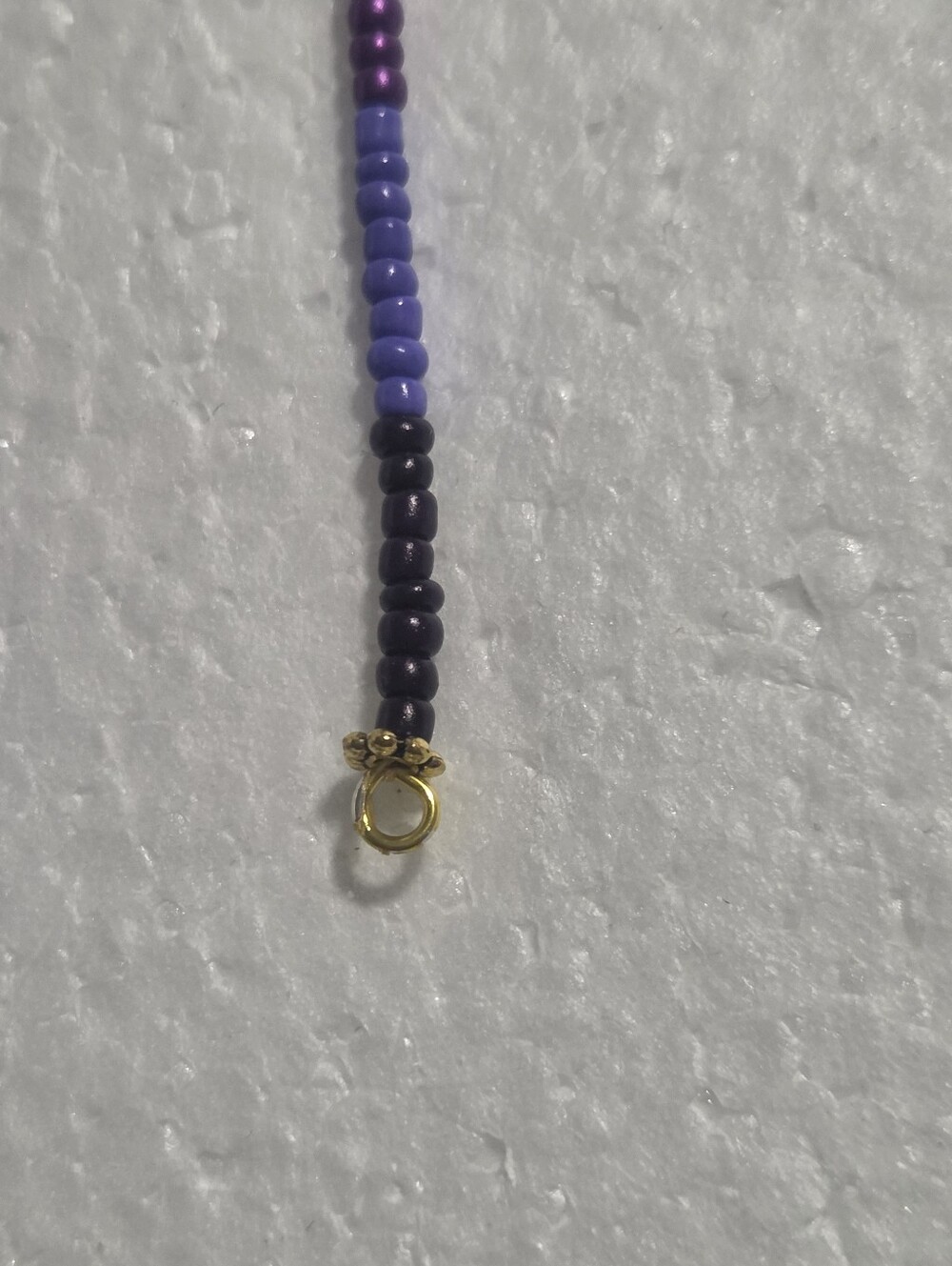 Handcrafted Purple Seed Bead Drop Earrings - Picture 4 of 10